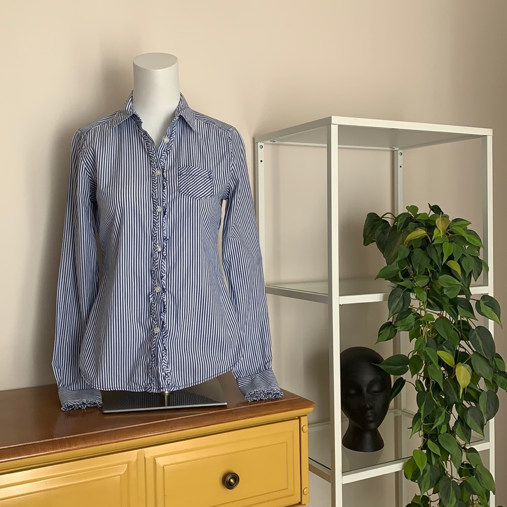 American Eagle | Striped ruffle shirt